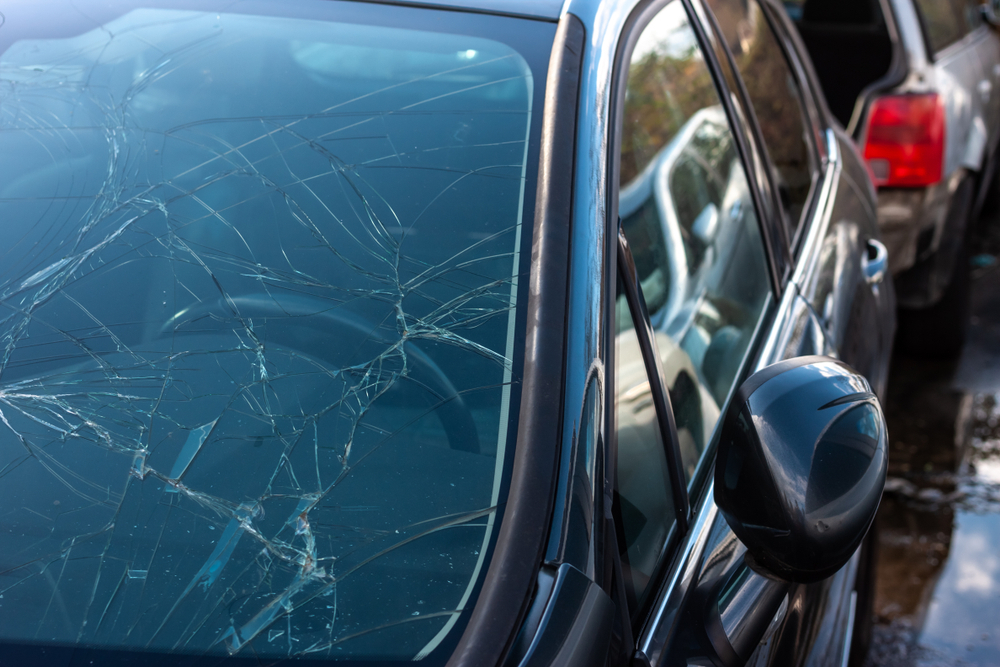 Cracked vehicle windshield